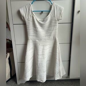 Forever 21 White Textured Mini Skater Dress
